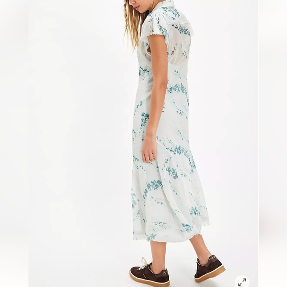 Cannaday Maxi Dress sz MED in Mint Combo Button Down Flutter Sleeve - Picture 7 of 8